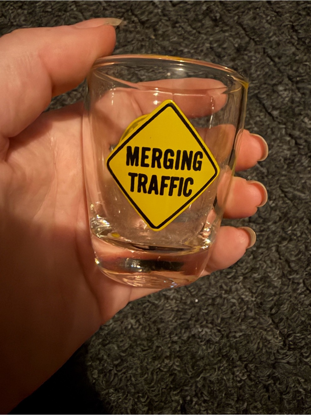 1970 anchor hocking road sign shot glass